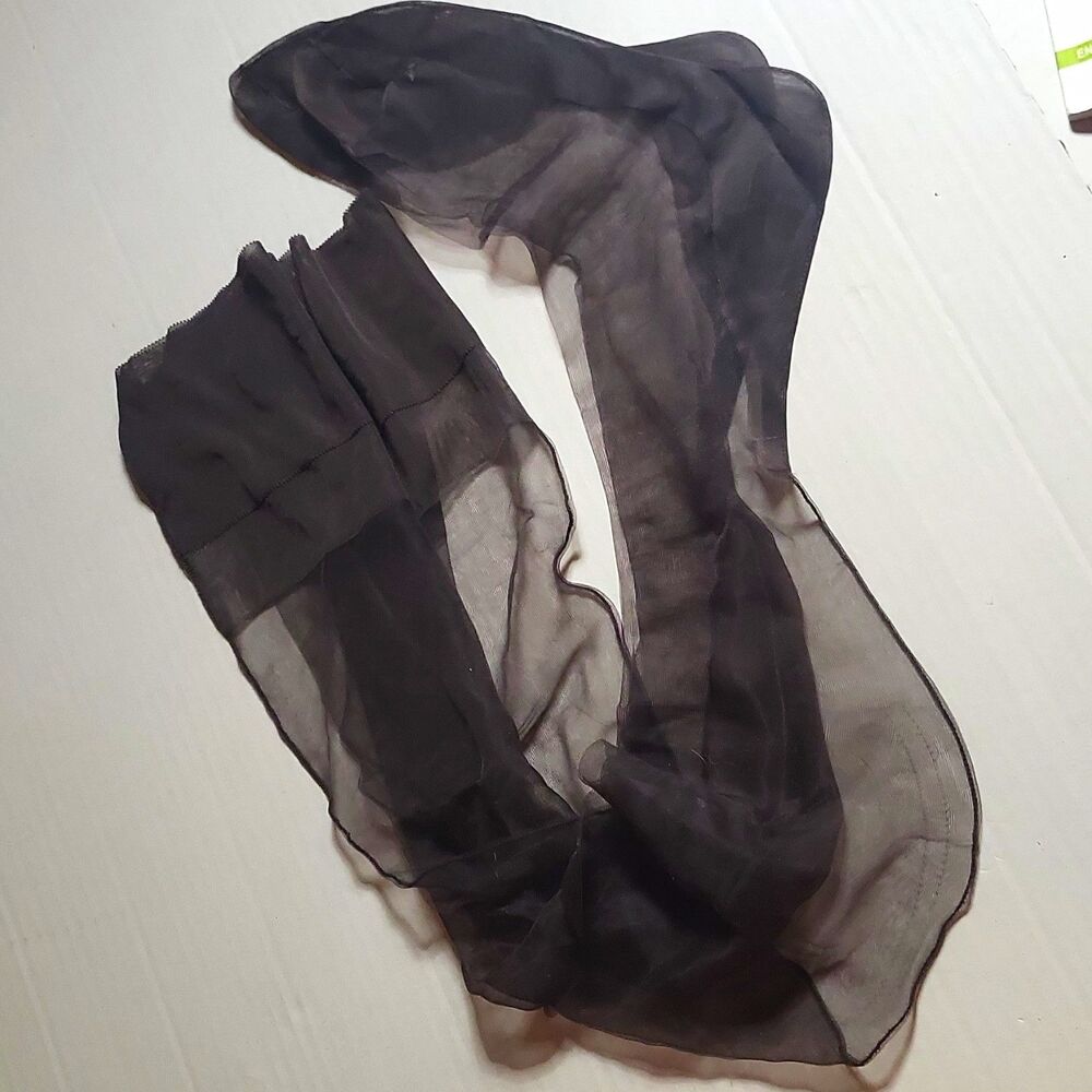 1950 Black Sheer Pantyhose Tights Nylon/Spandex CollegeMaid Stoprun Vntg
